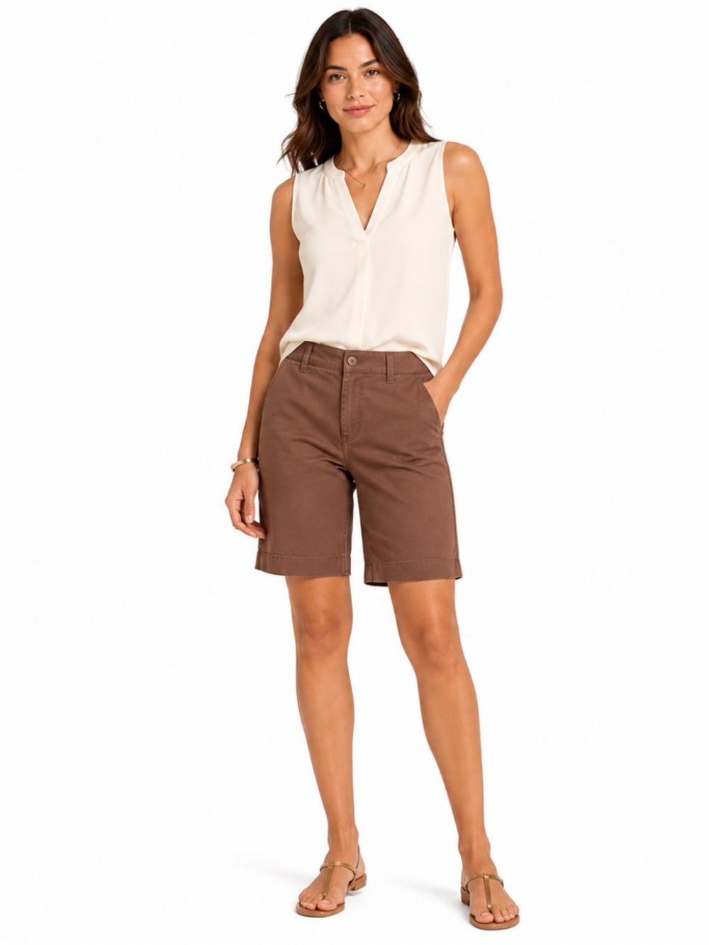 Tommy Hilfiger Brown Bermuda Corton Shorts Women’s —6